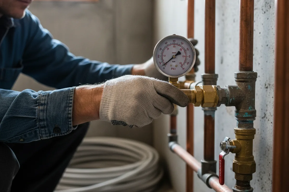 Pressure testing a repaired line during Water Line Repair in Waelder